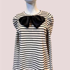 Boden Black and White Striped Long Sleeve Top